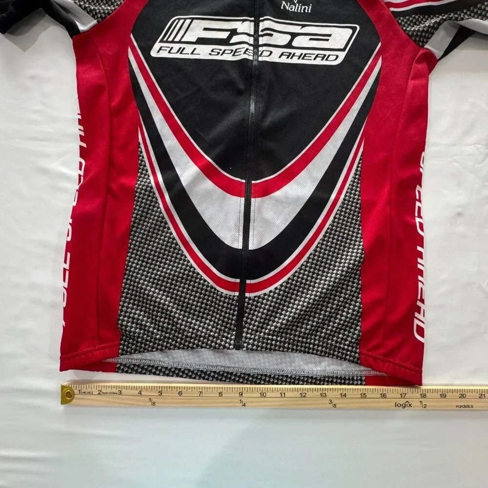 FSA Full Speed Ahead Mens XL Red Black Full-Zip Cycling Jersey Pristine Italy